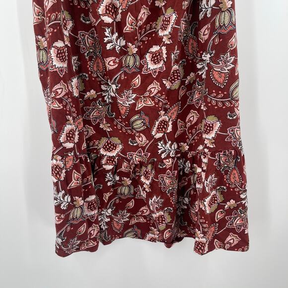 Lands End Dress Size 2X (20W-22W) Burgundy Rustic Cotton Off Shoulder Ruffle - Picture 9 of 13